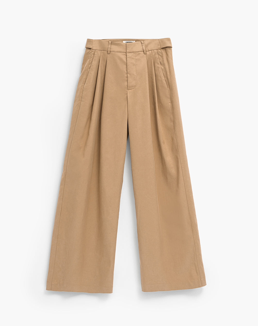 Pantalón wide leg tiro alto café mujer