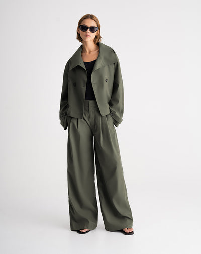 Pantalón loose fit tiro alto verde