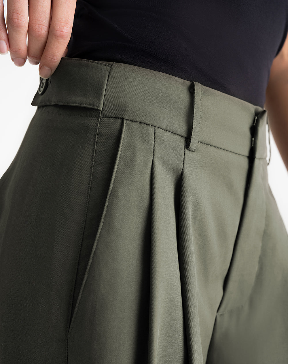 Pantalón loose fit tiro alto verde