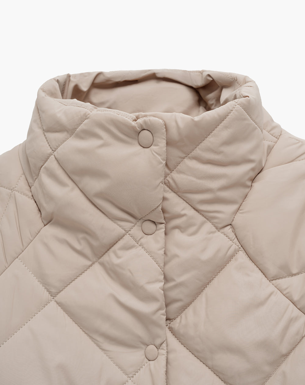 Chaqueta acolchada cuello alto avena mujer