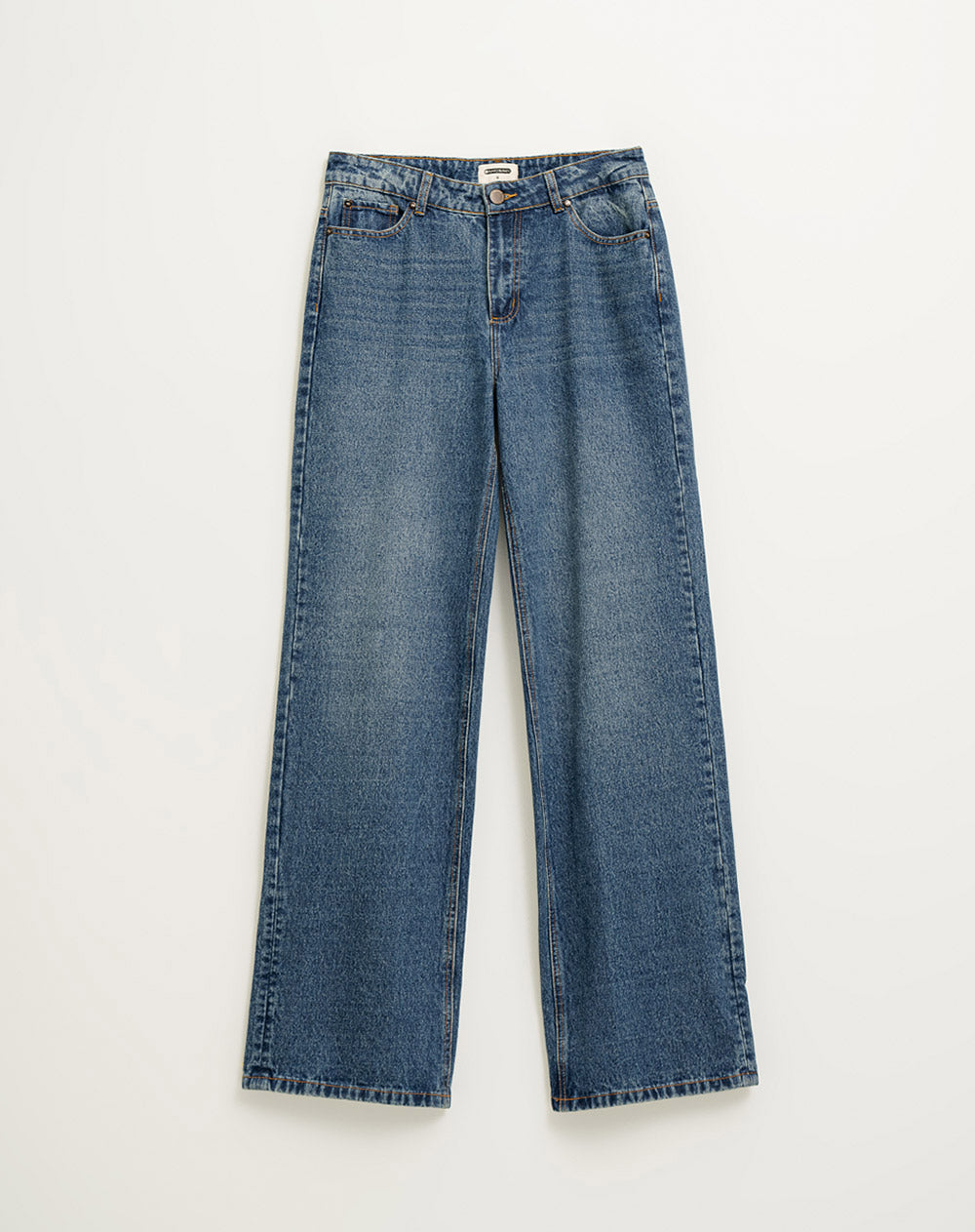 Jean regular fit tiro alto azul indigo oscuro