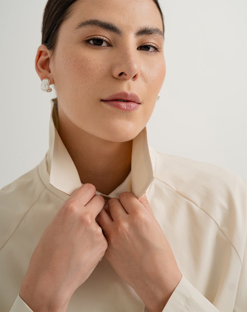 Chaqueta oversized fit crema