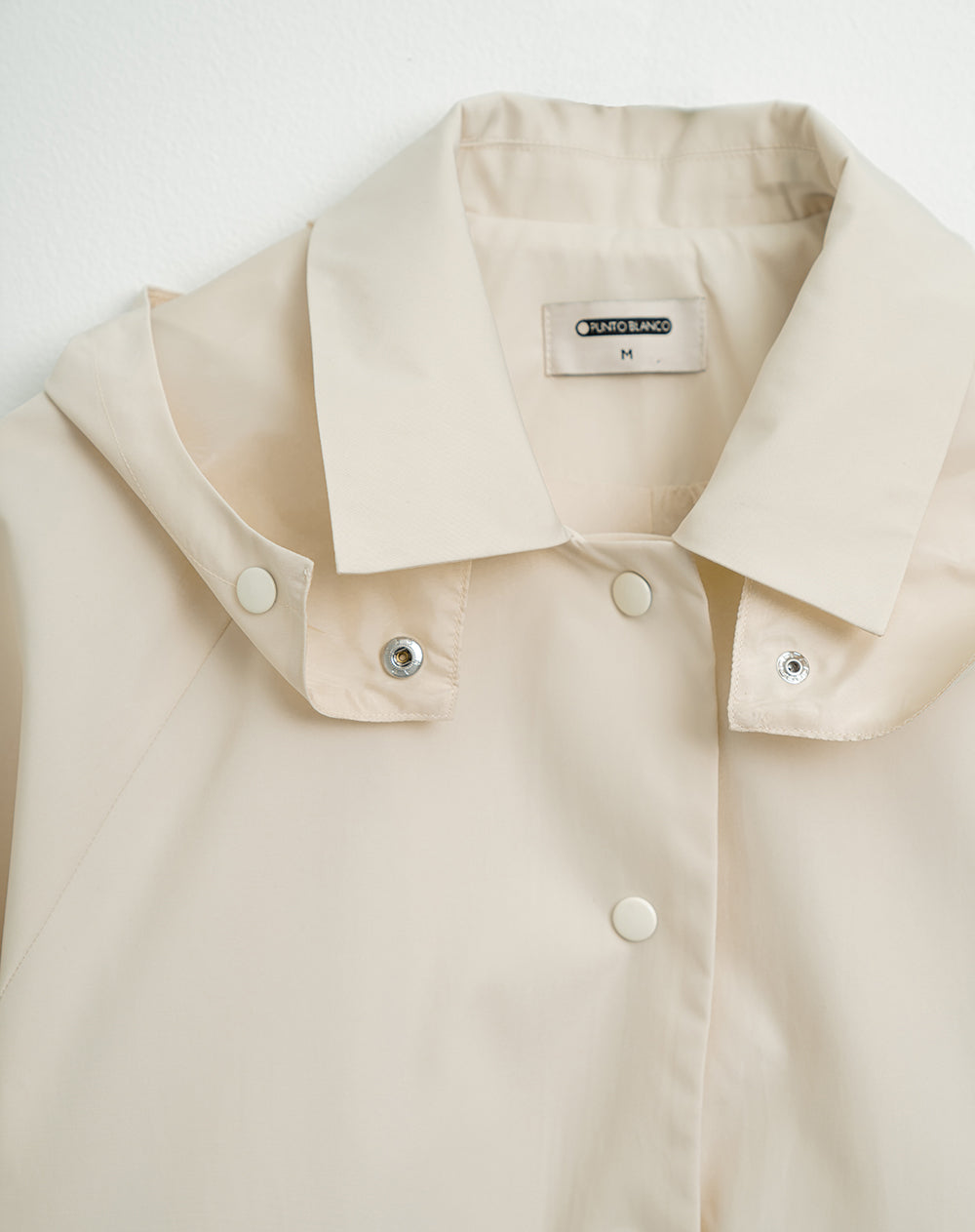 Chaqueta parka regular con capucha removible crema mujer