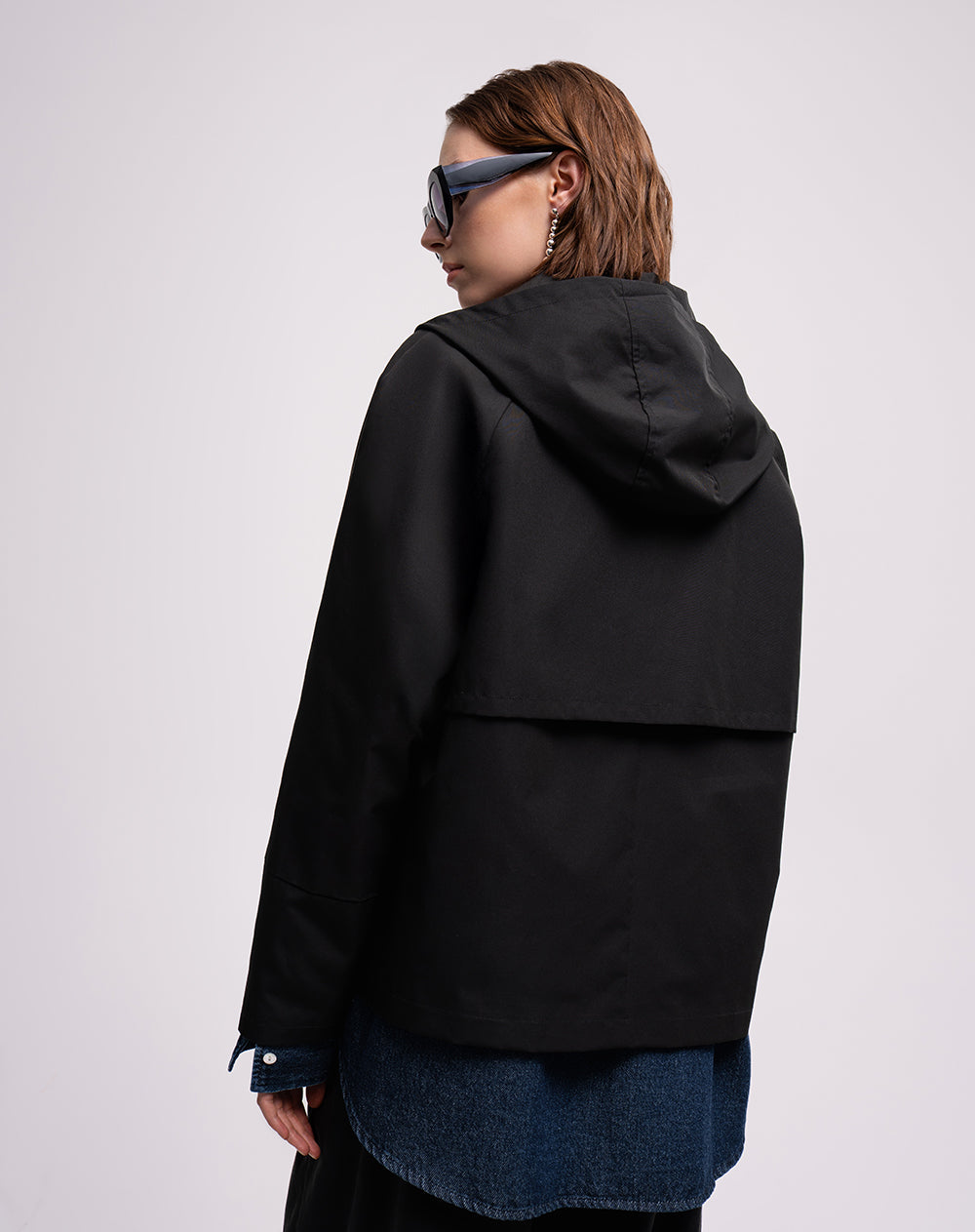 Chaqueta parka regular capucha removible negro mujer