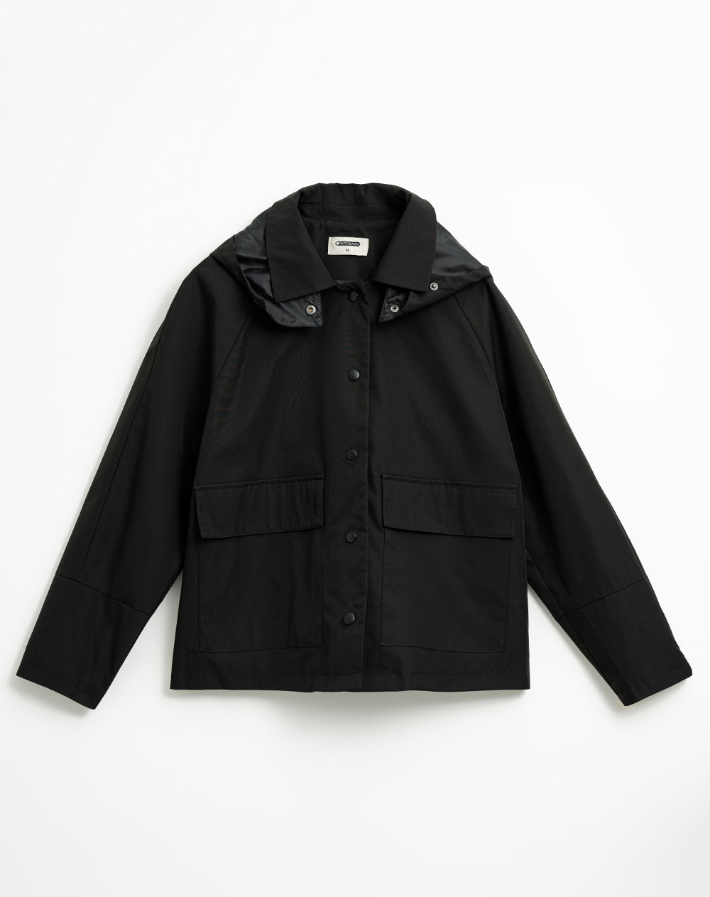 Chaqueta parka regular con capucha removible negro mujer