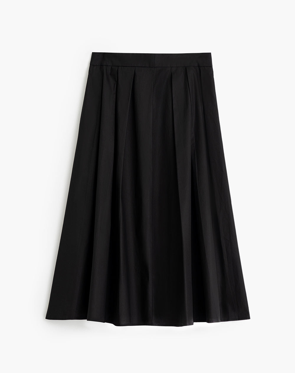 Falda midi tiro alto algodón negra mujer