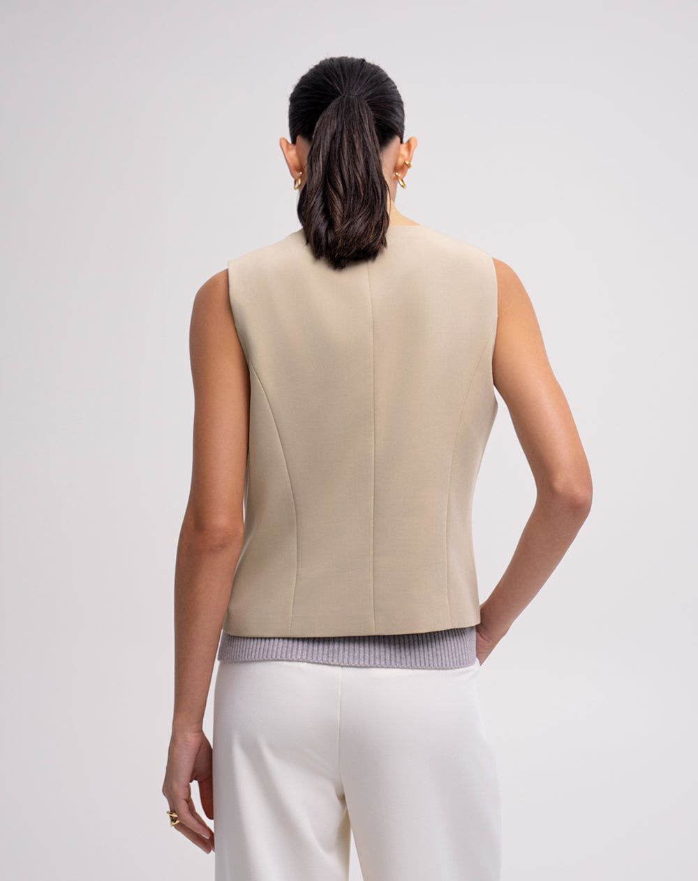 Chaleco cruzado regular caqui mujer