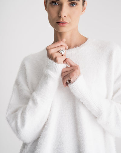 Suéter tejido efecto pelo habano mujer