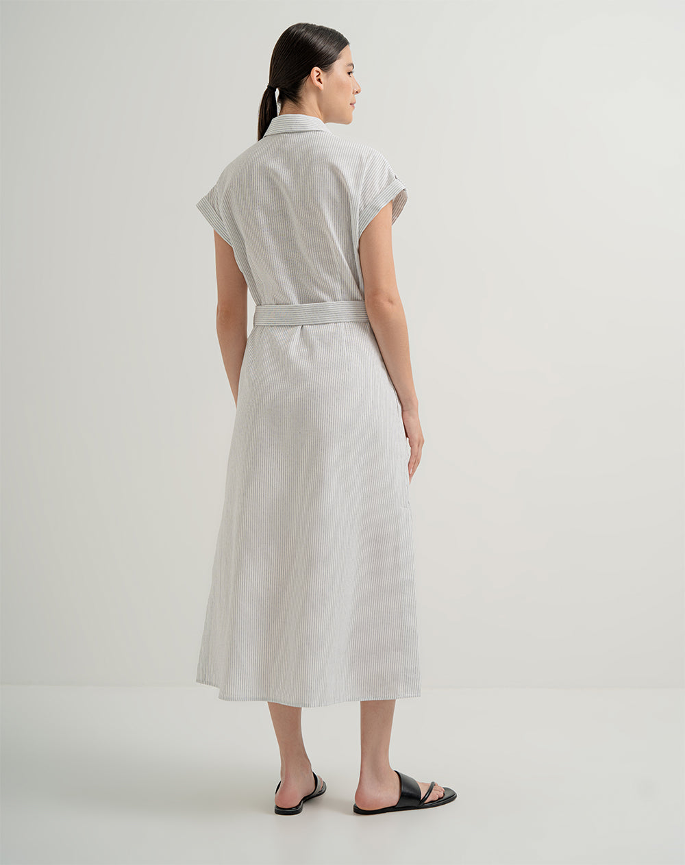 Vestido medio crudo rayas