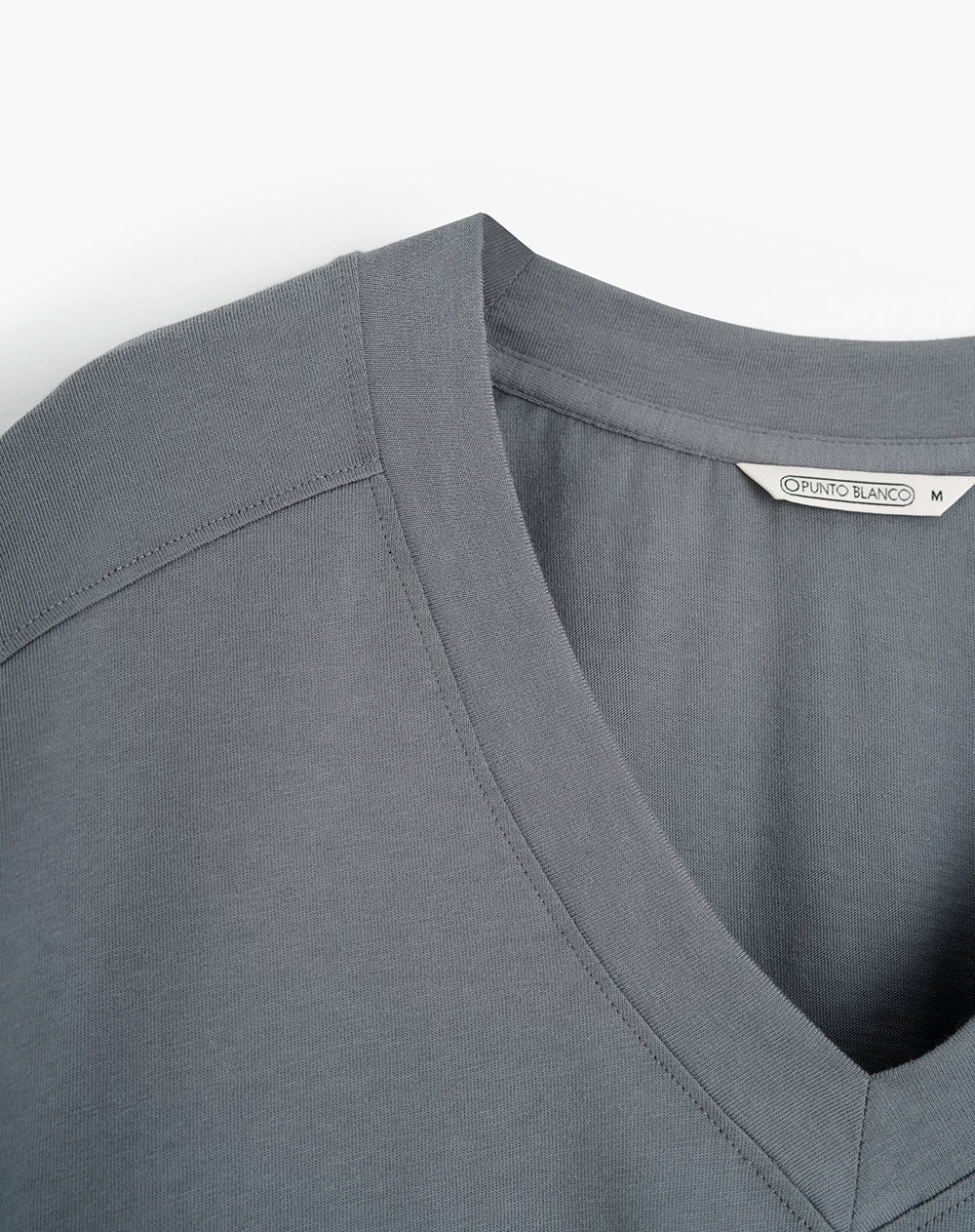 Camiseta oversize algodón sostenible cuello V gris mujer