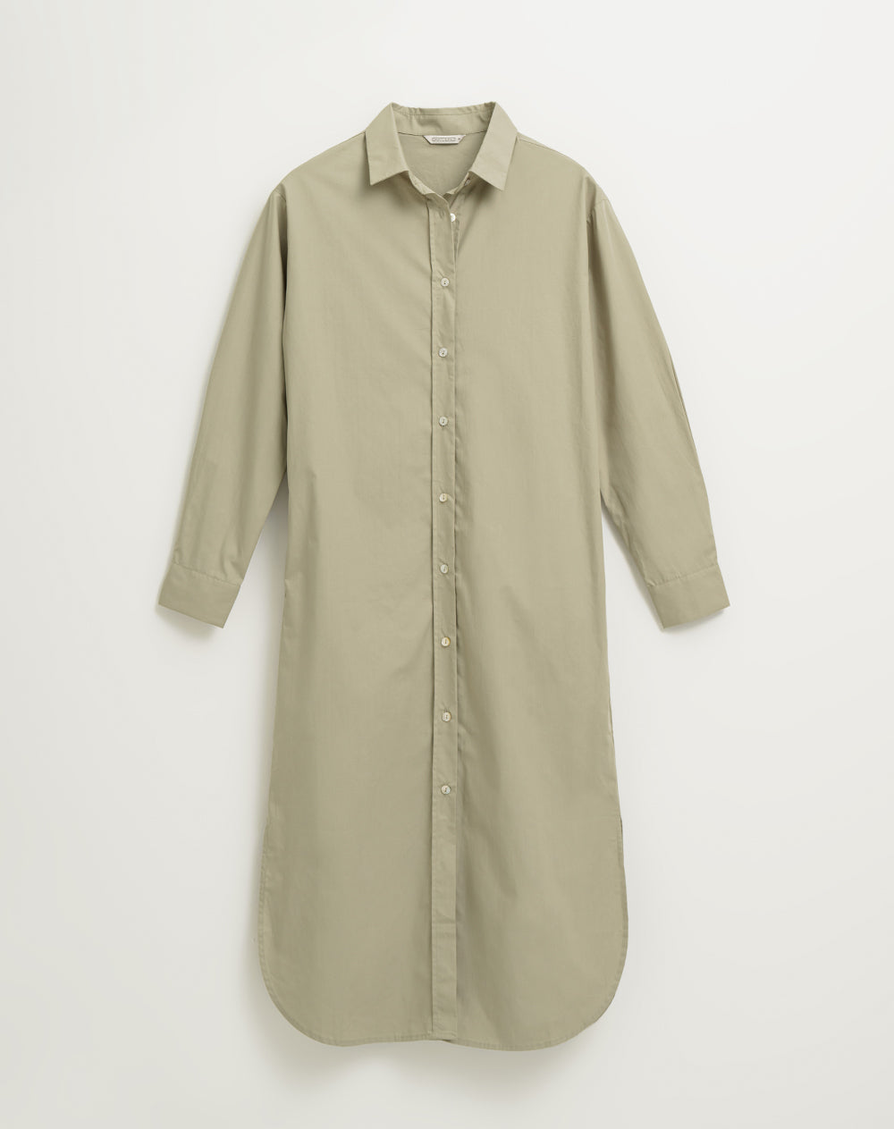 Vestido camisero algodón algodón bolsillos laterales verde mujer