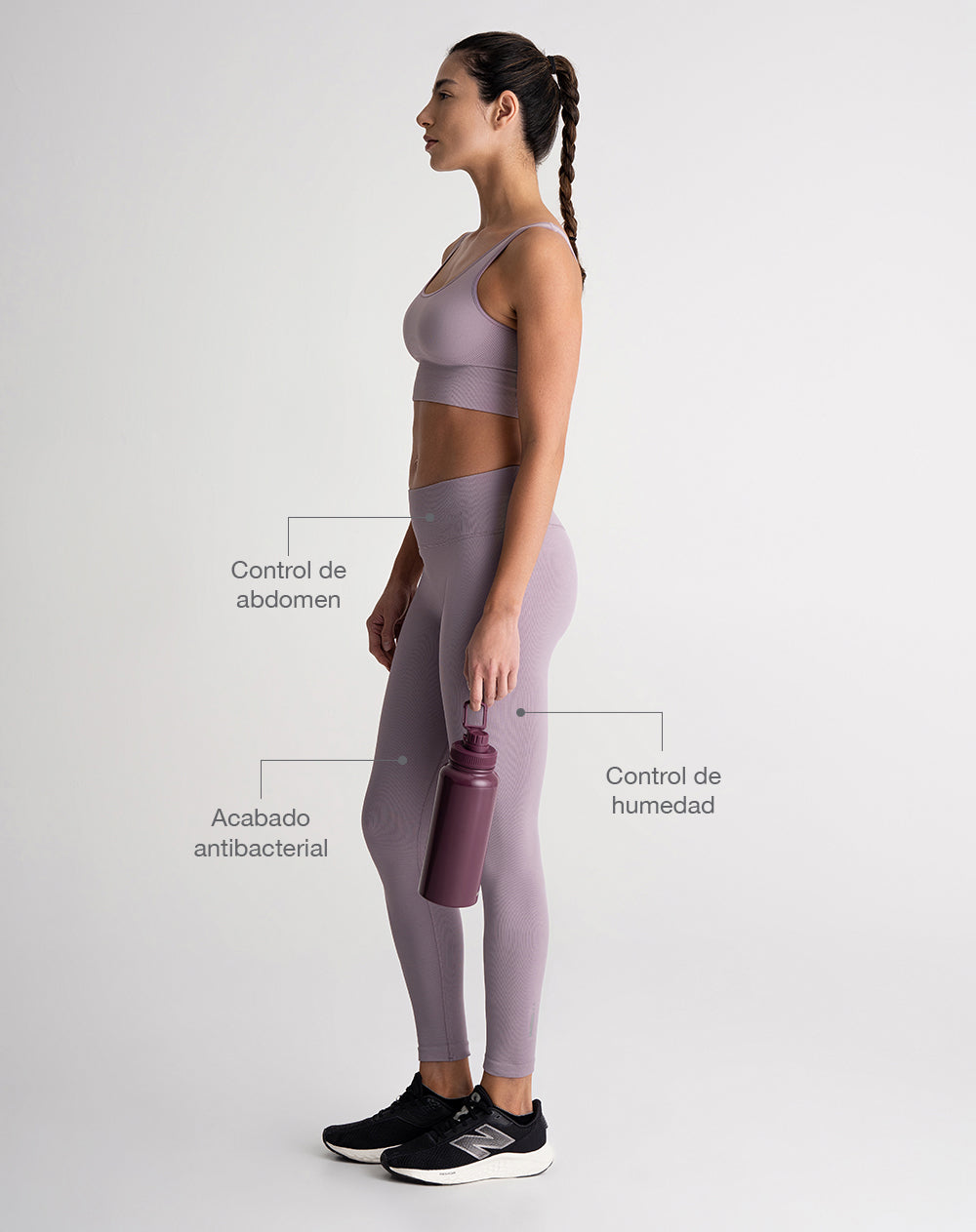 Legging deportivo control abdomen morado mujer