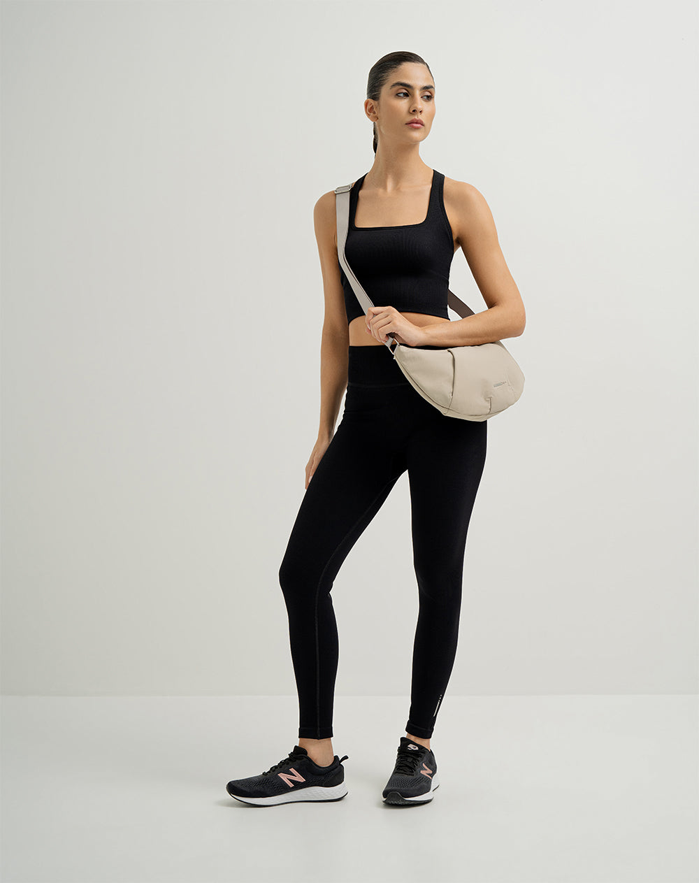 Legging deportivo control abdomen negro para mujer