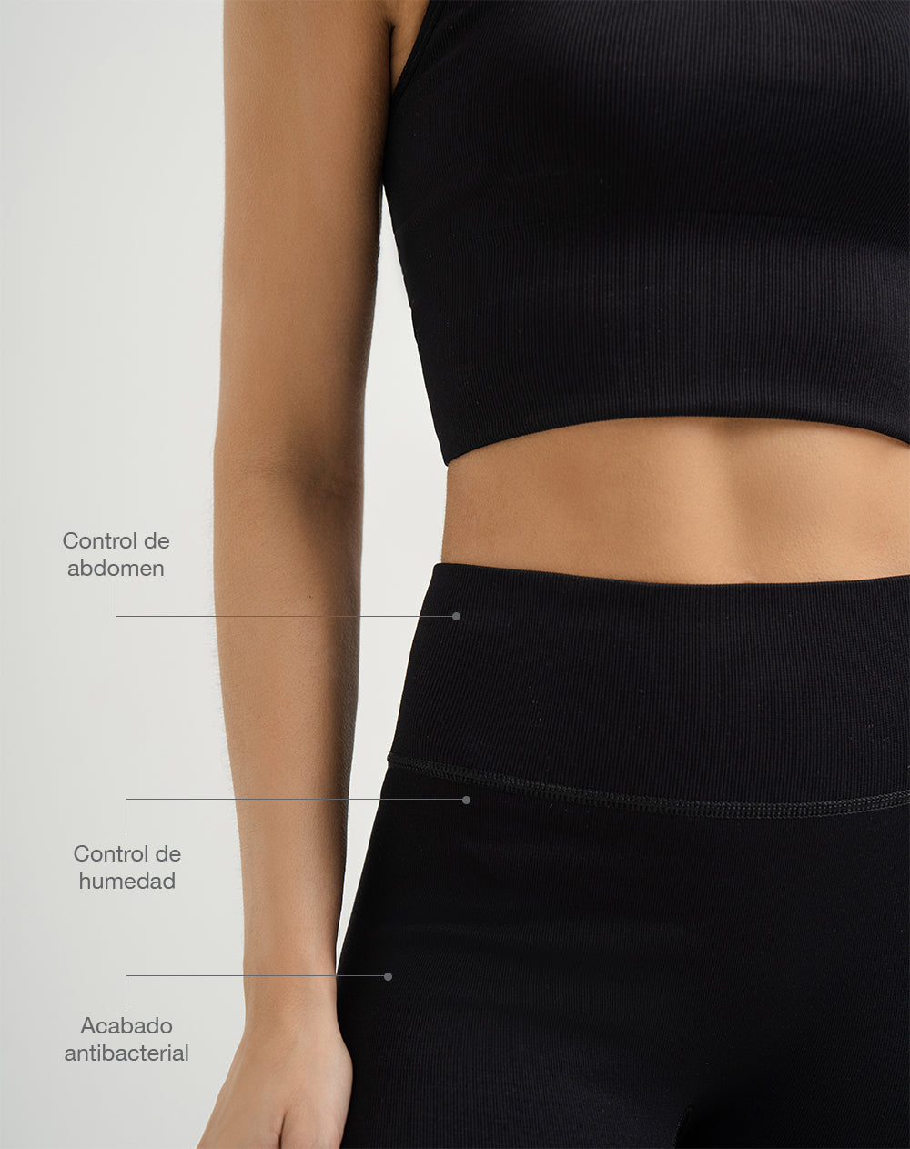Legging deportivo control abdomen negro mujer