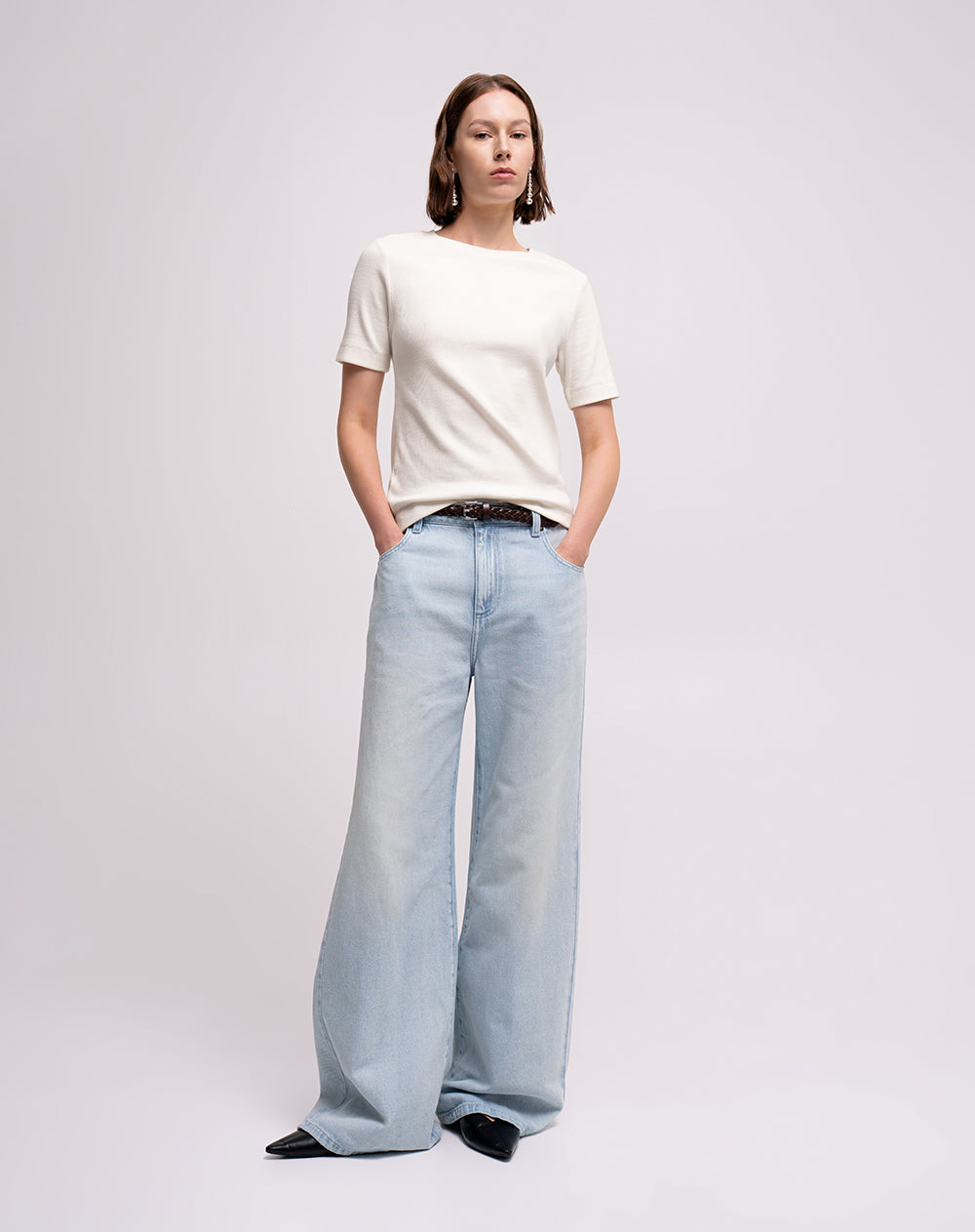 Camiseta slim rib algodón crudo mujer