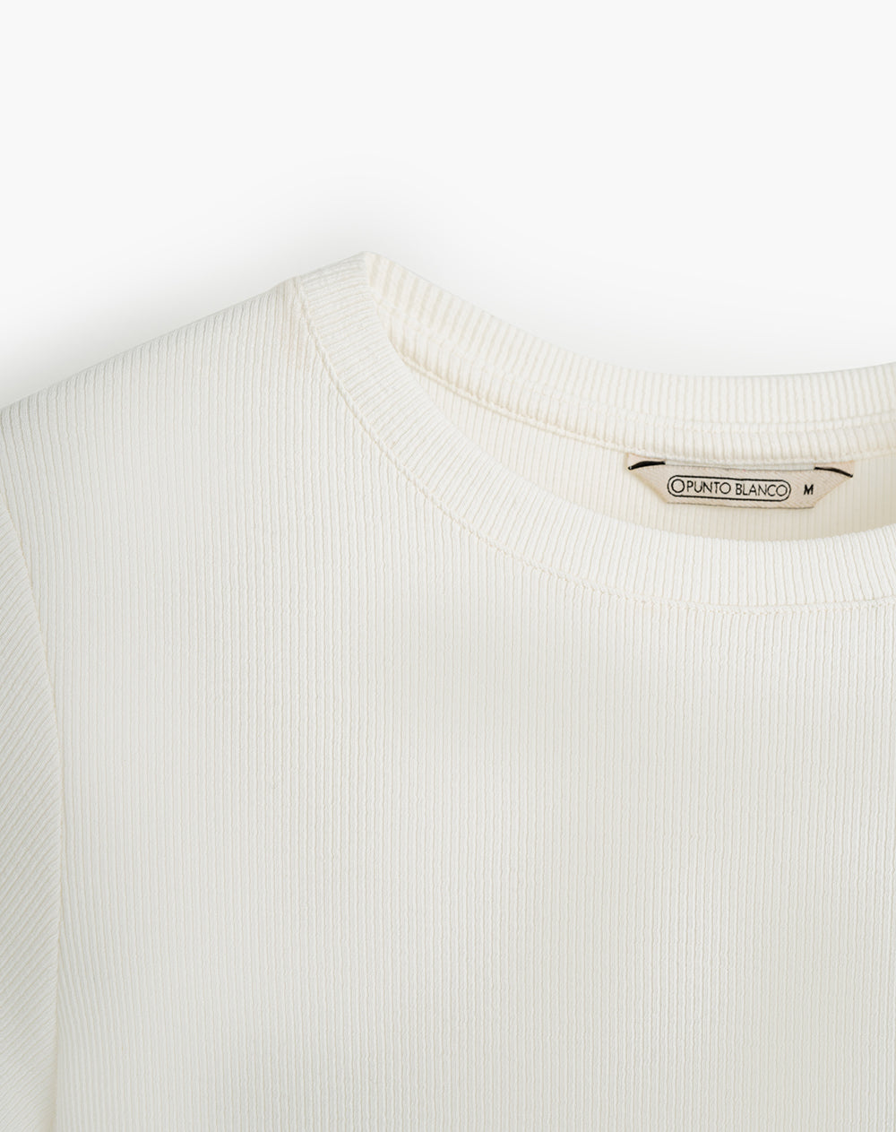 Camiseta slim rib algodón crudo mujer
