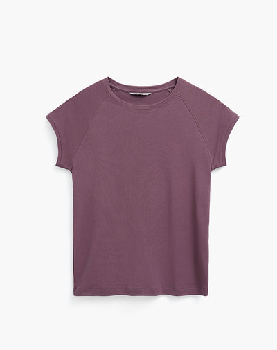 Camiseta slim rib algodón morada mujer