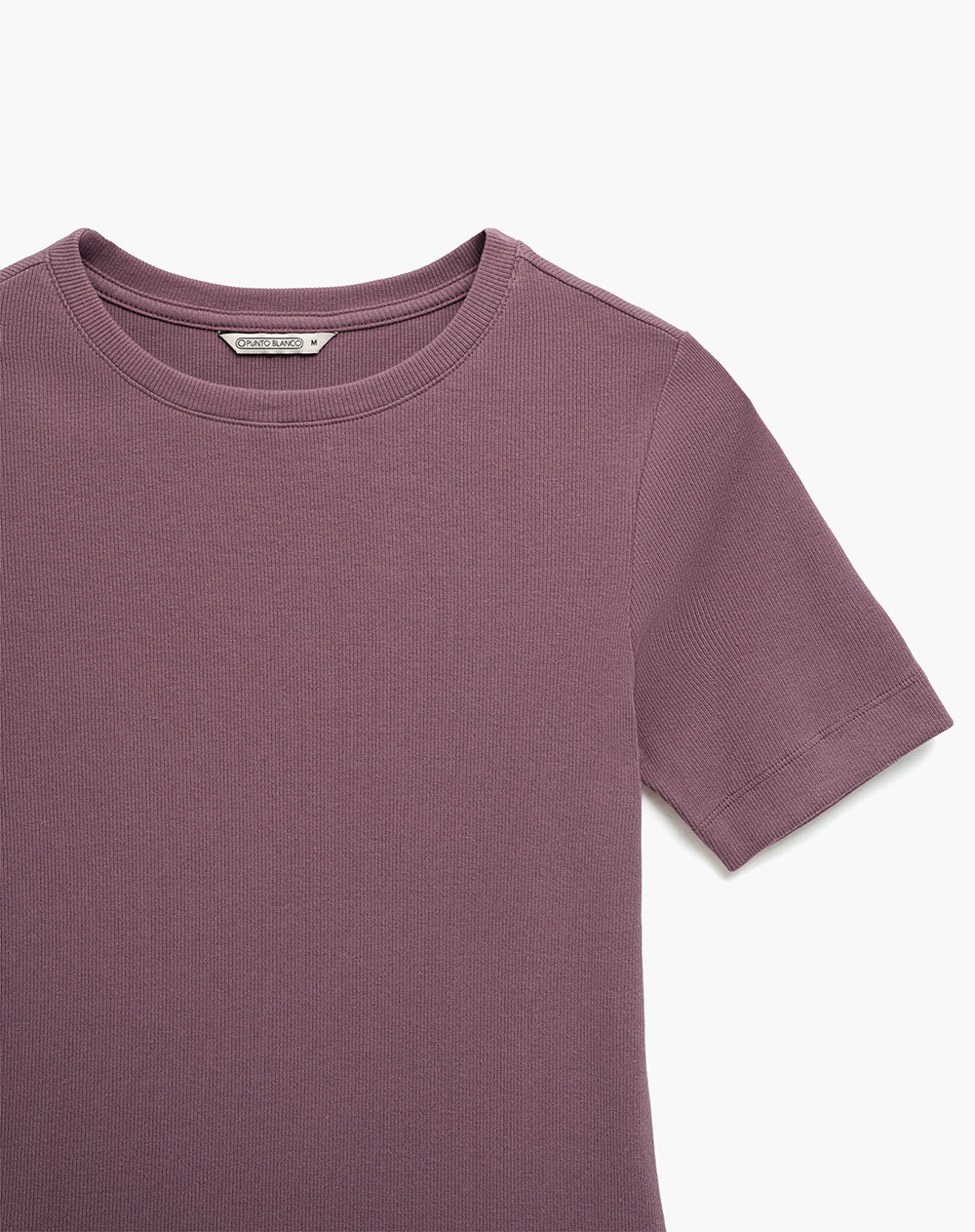 Camiseta slim rib algodón morada mujer