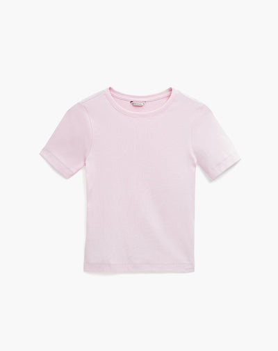 Camiseta slim rib algodón rosada mujer