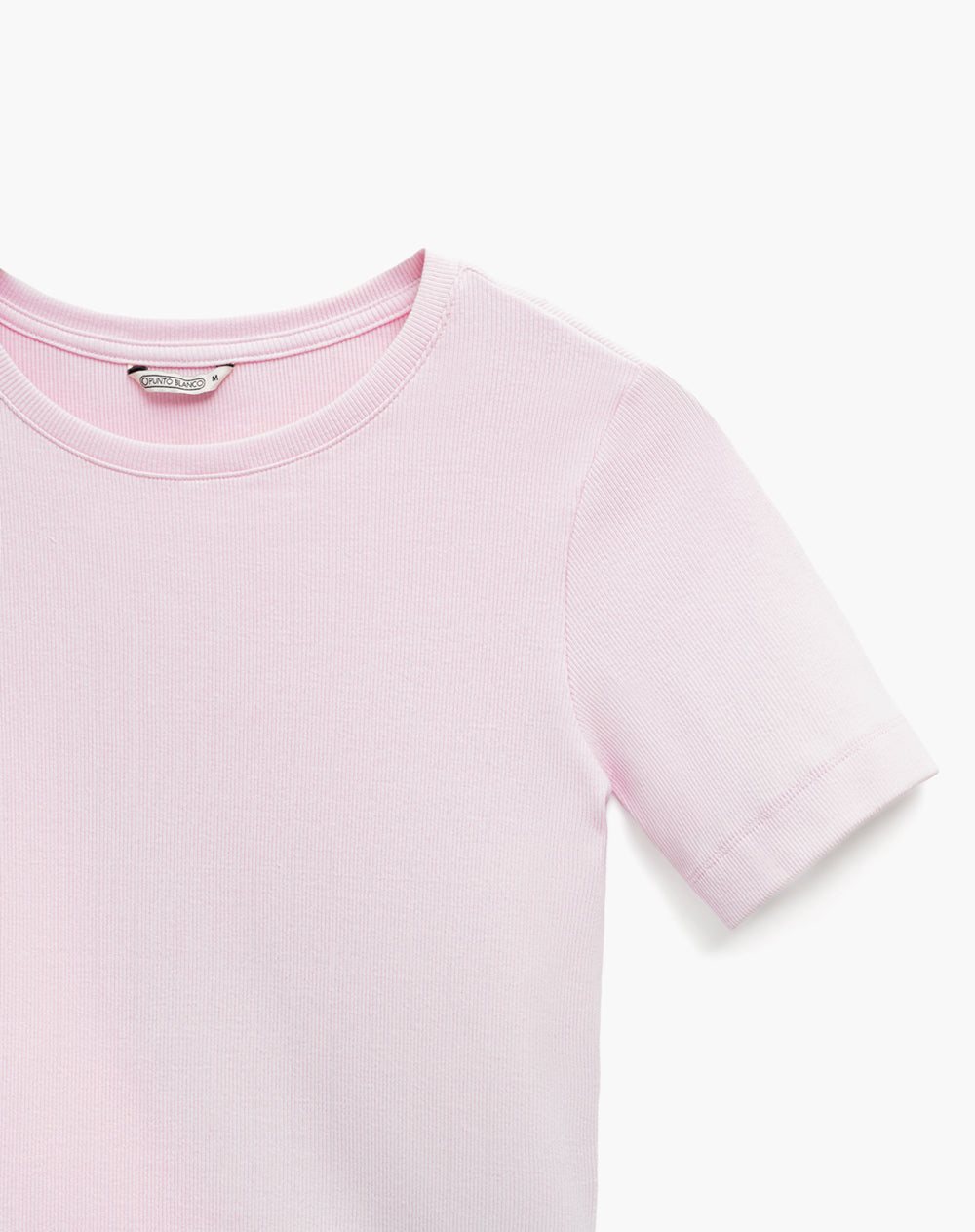 Camiseta slim rib algodón rosada mujer
