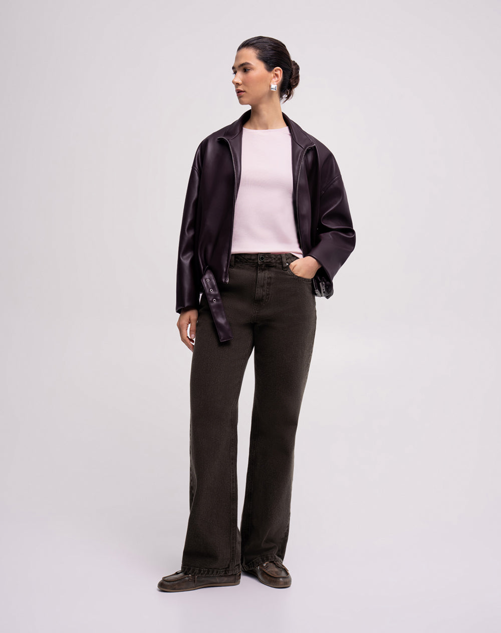 Camiseta slim rib algodón rosada mujer