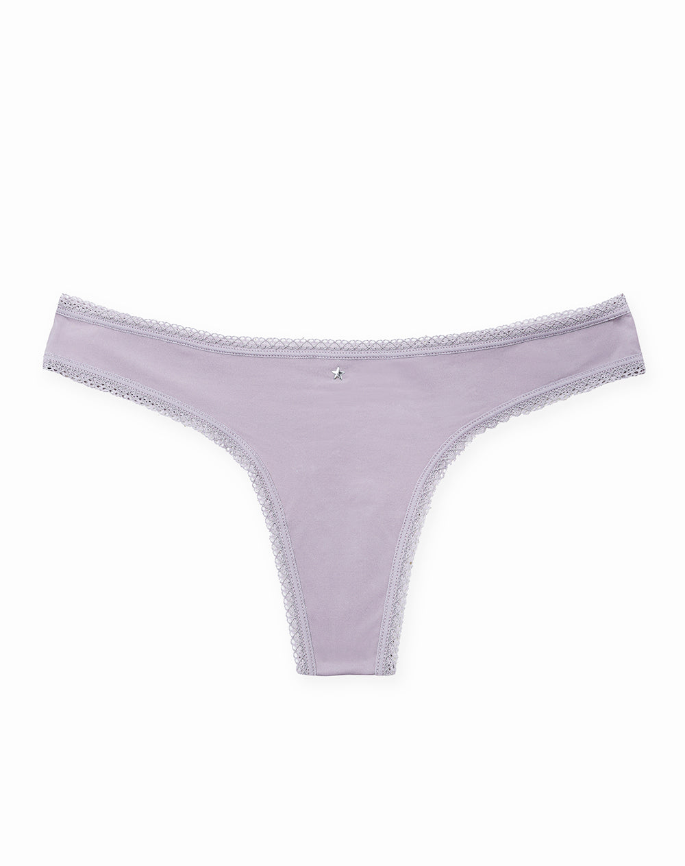 Panty tipo tanga con encaje morado
