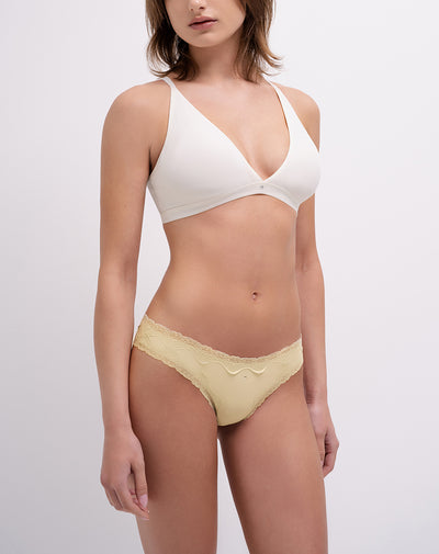 Panty brasilero en punto tiro medio amarillo