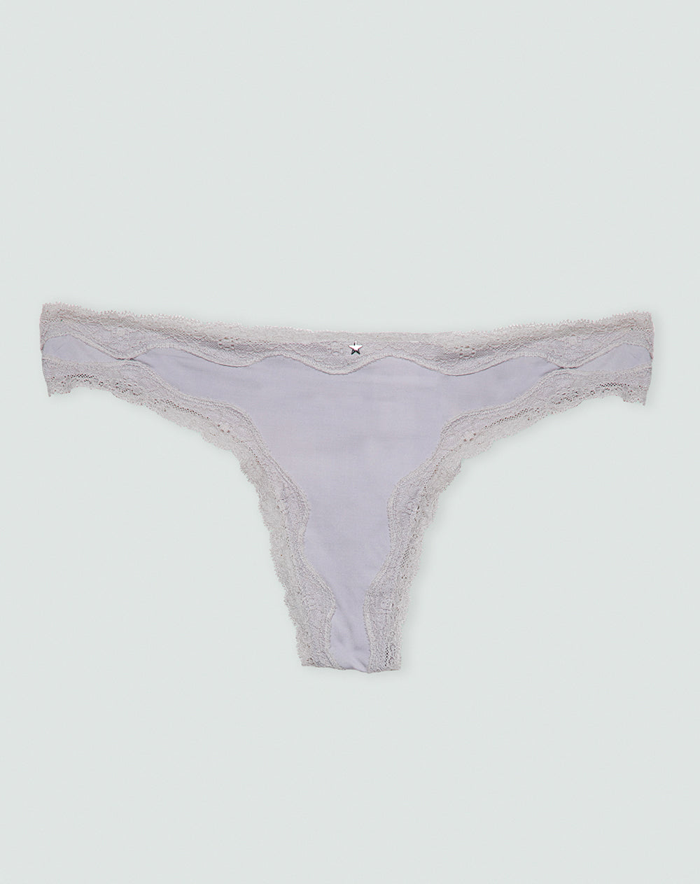 Panty tipo tanga microfibra encaje en cintura y pierna gris