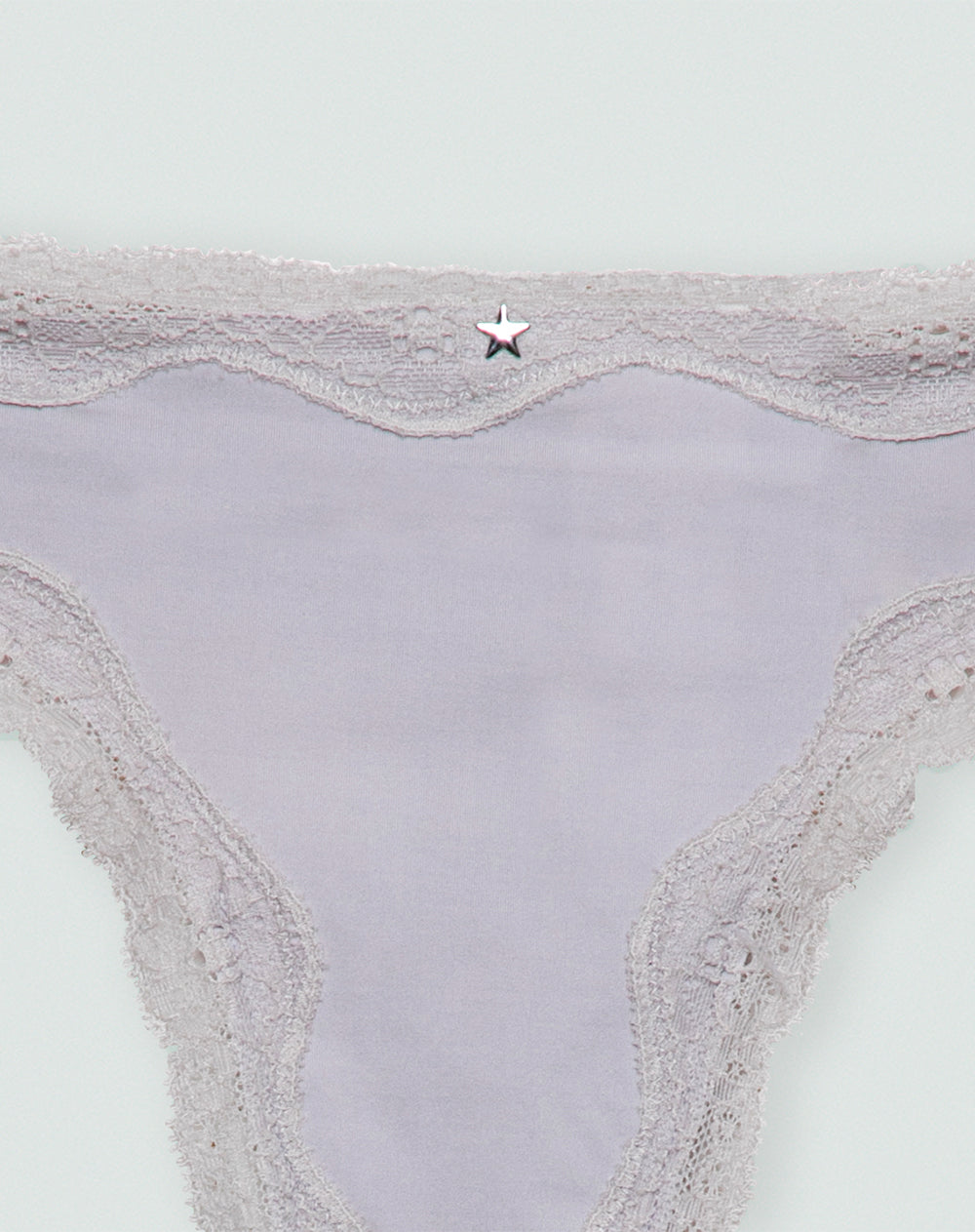 Panty tipo tanga microfibra encaje en cintura y pierna gris