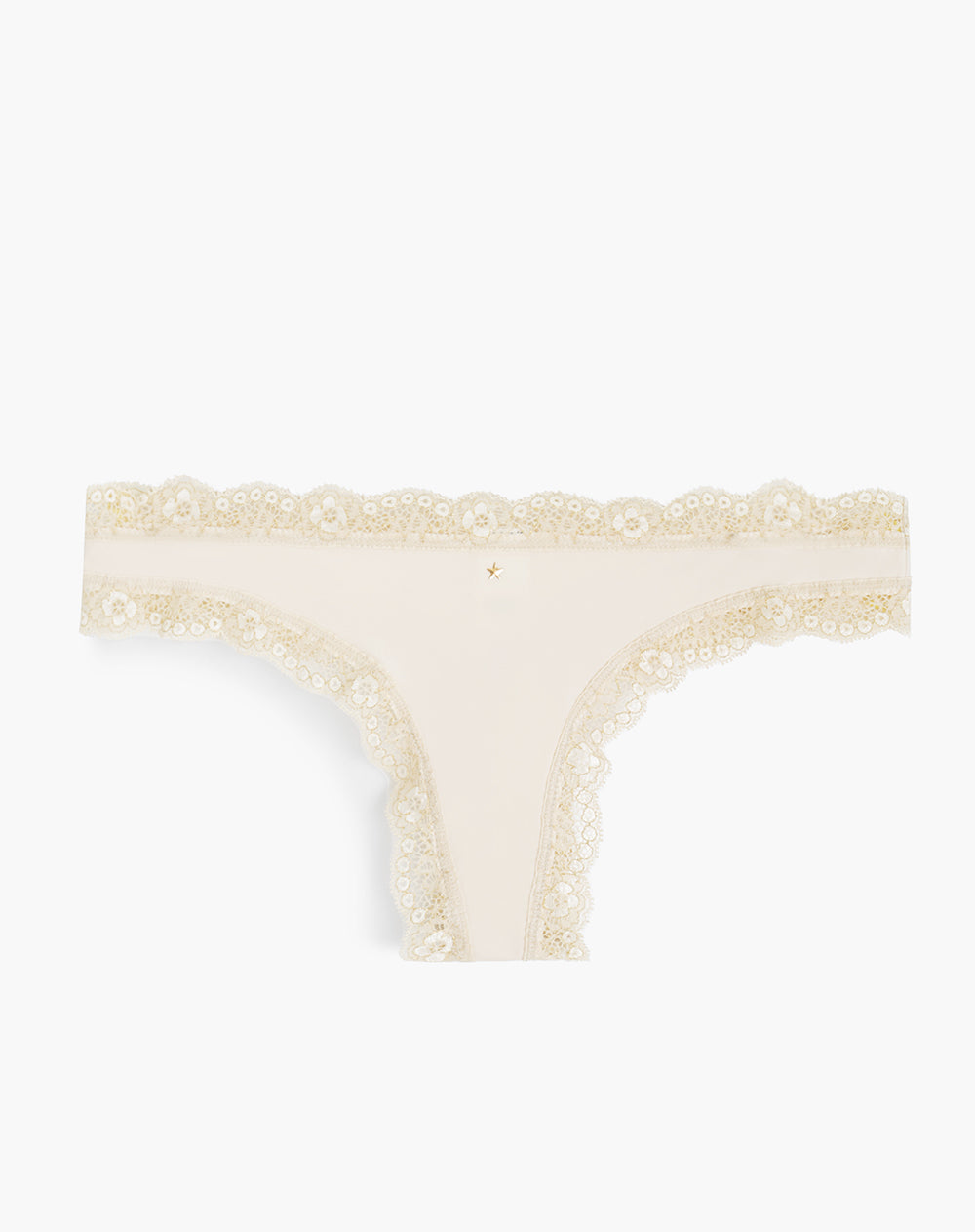 Panty tipo tanga con encaje habano