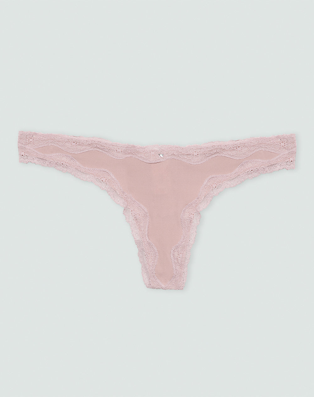 Panty tipo tanga microfibra encaje en cintura y pierna malva