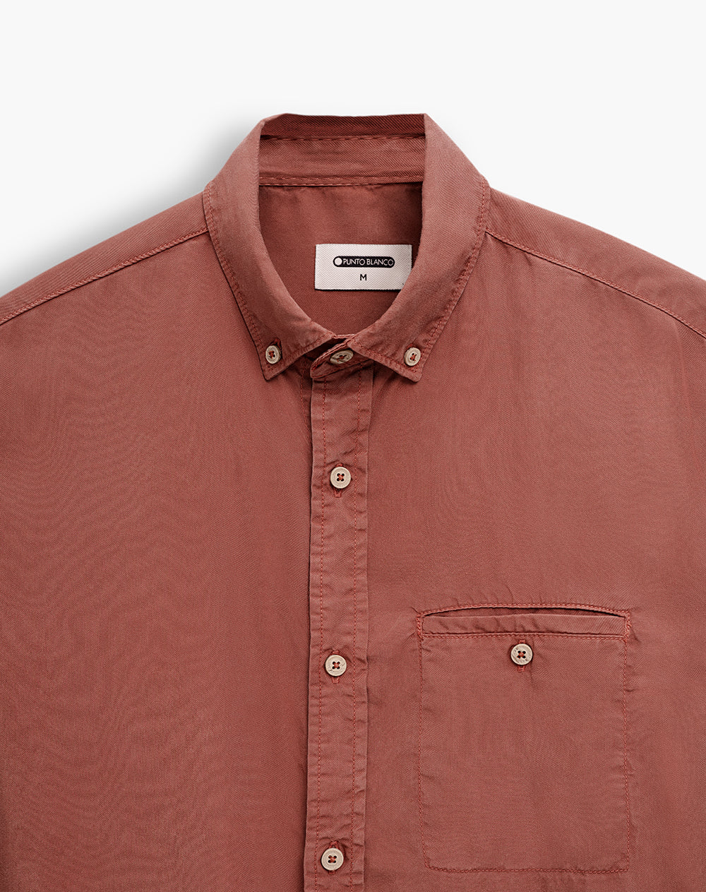 Camisa manga larga holgada algodón café hombre