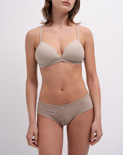 Panty cachetero microfibra encaje beige