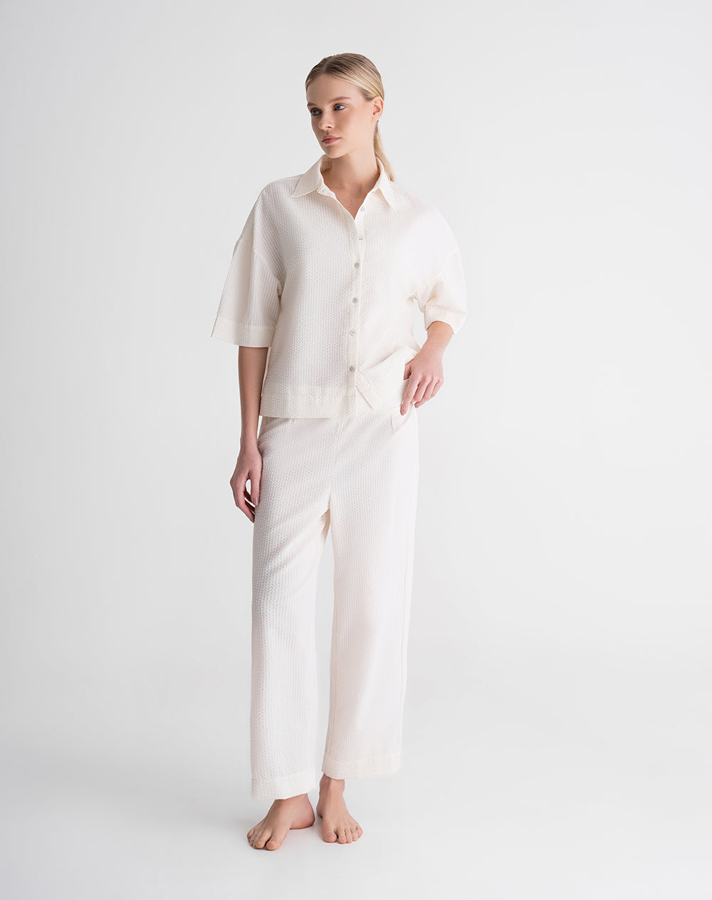 Camisa + panatalón de pijama mujer habano