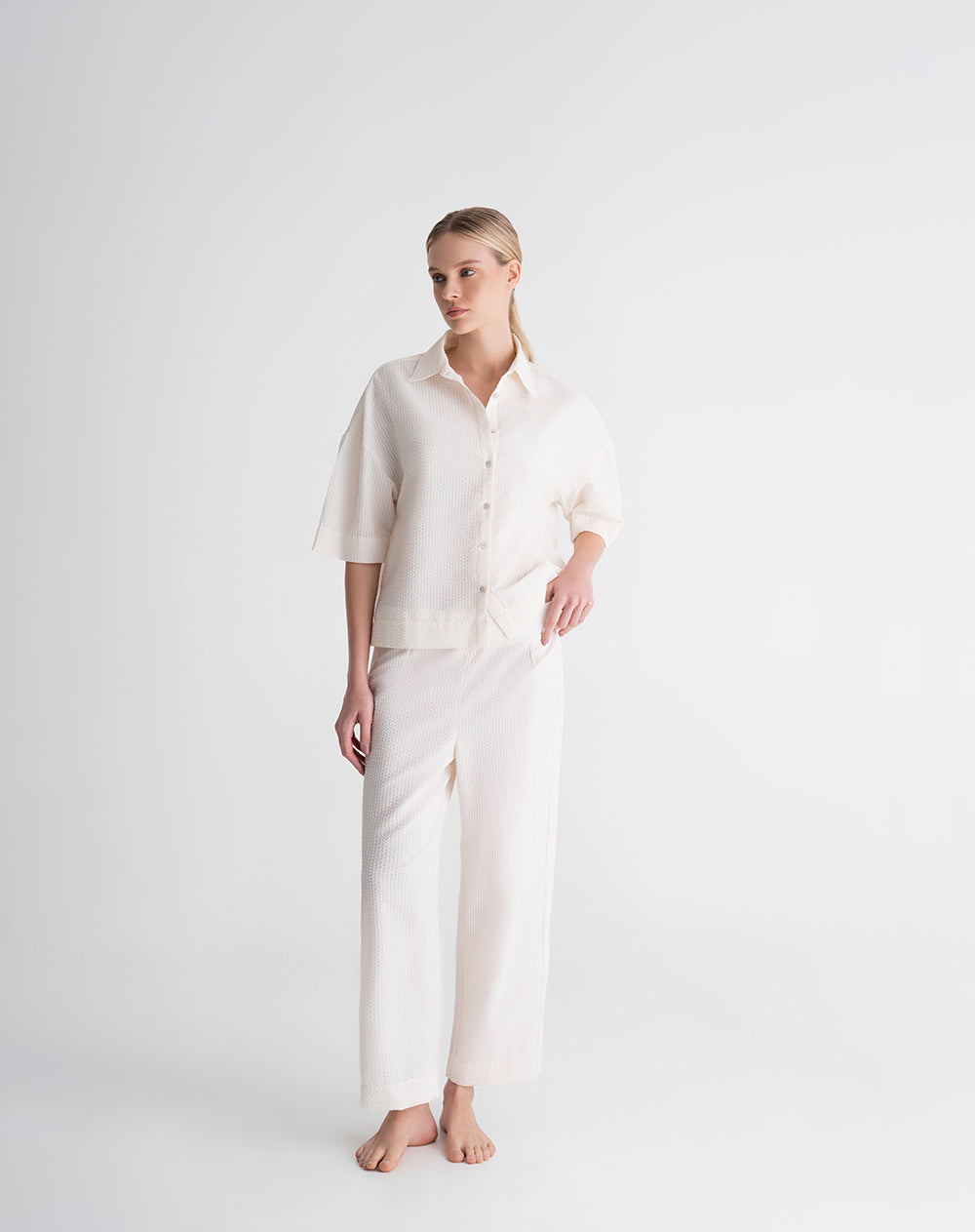 Camisa + panatalón de pijama mujer habano