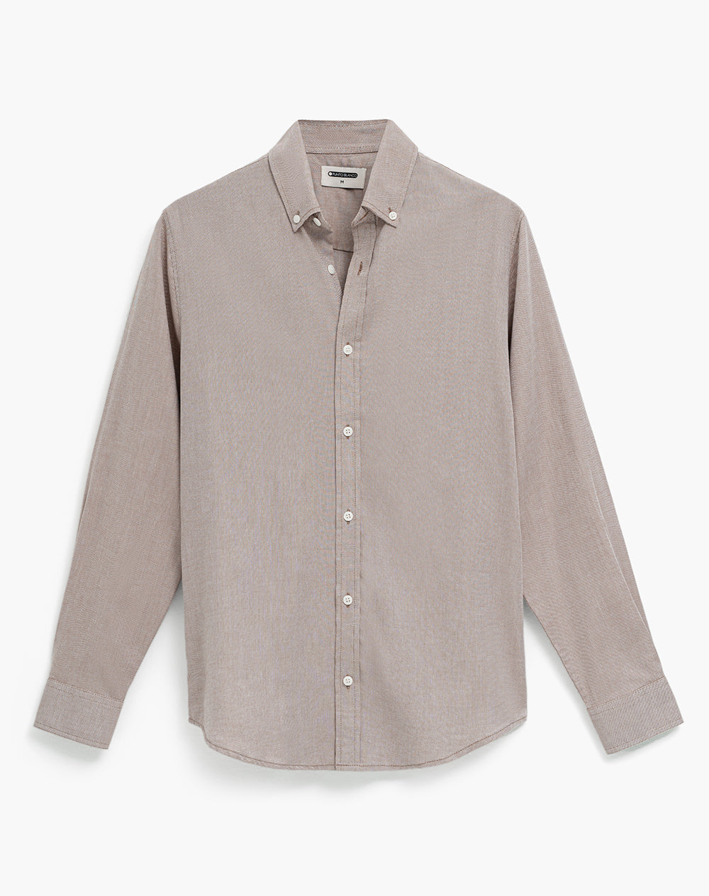 Camisa manga larga regular algodón café hombre