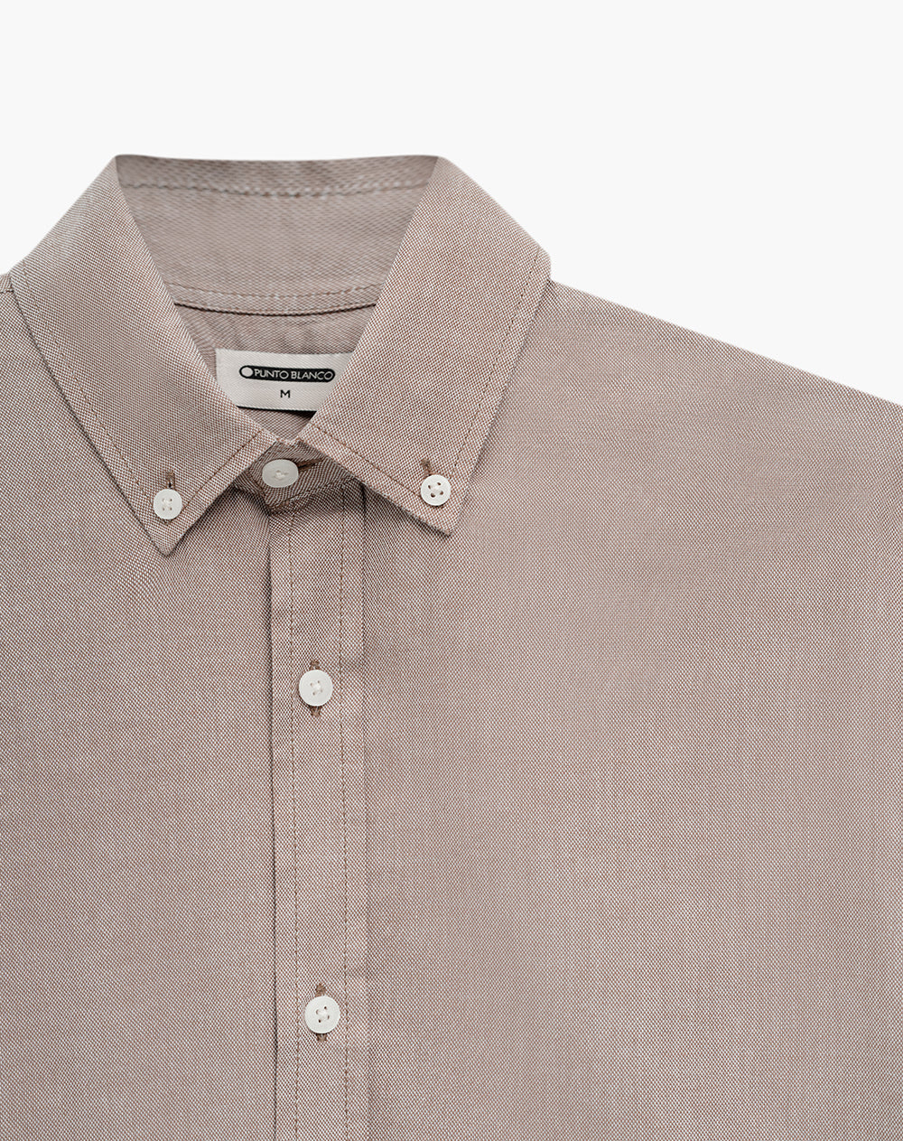 Camisa manga larga regular algodón café hombre