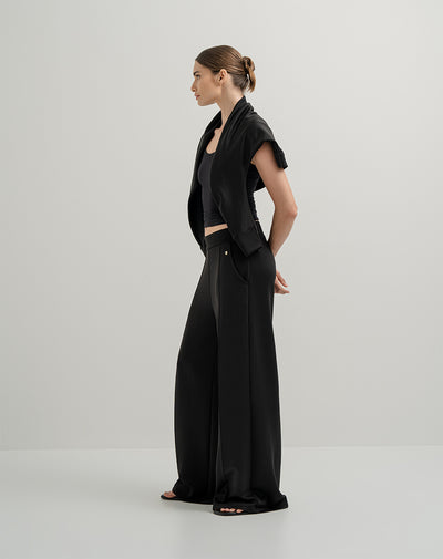 Pantalón tiro alto negro para mujer