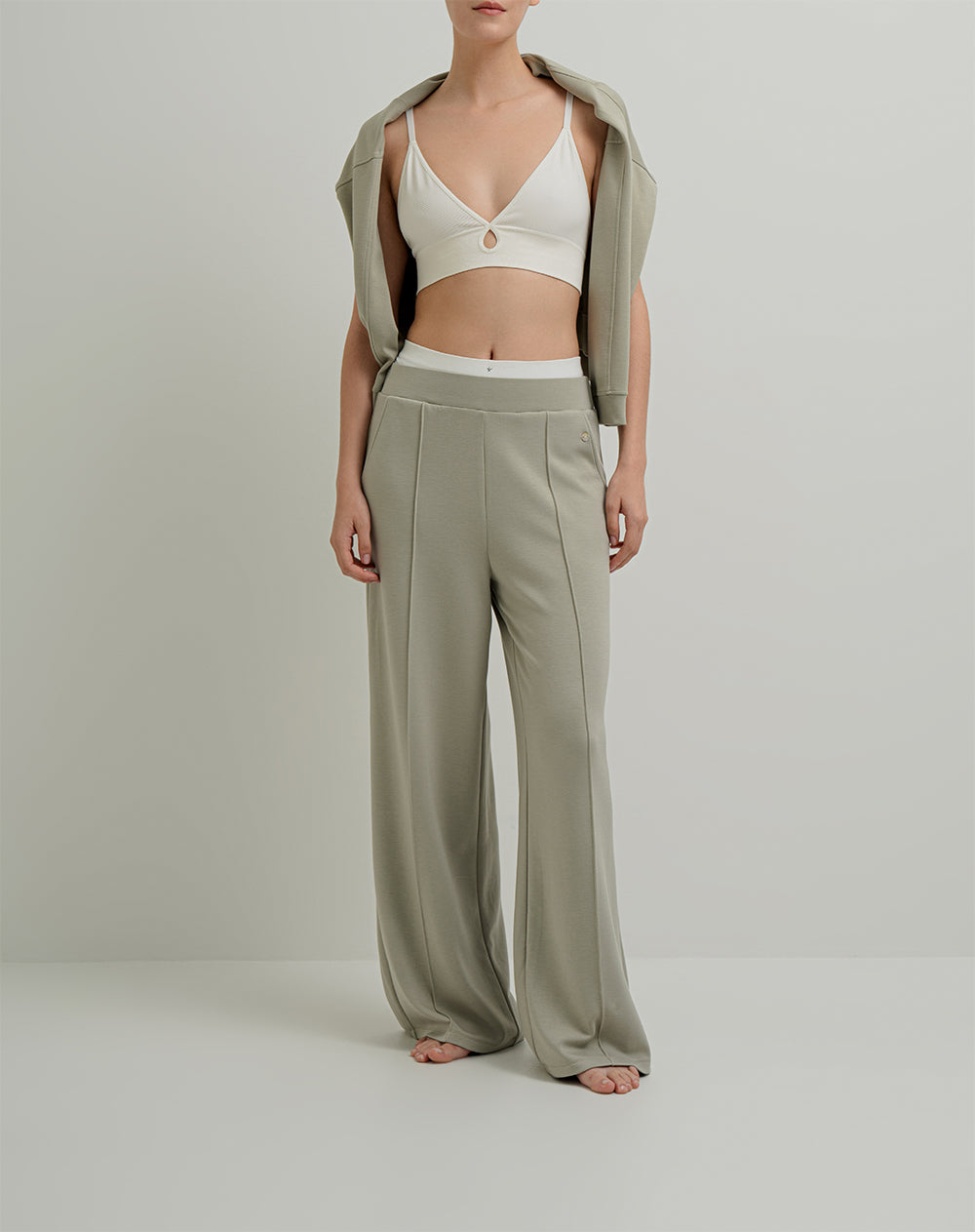 Pantalón tiro alto verde para mujer