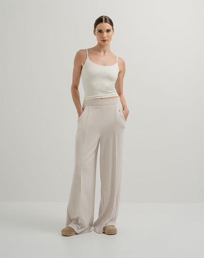 Pantalón tiro alto habano para mujer