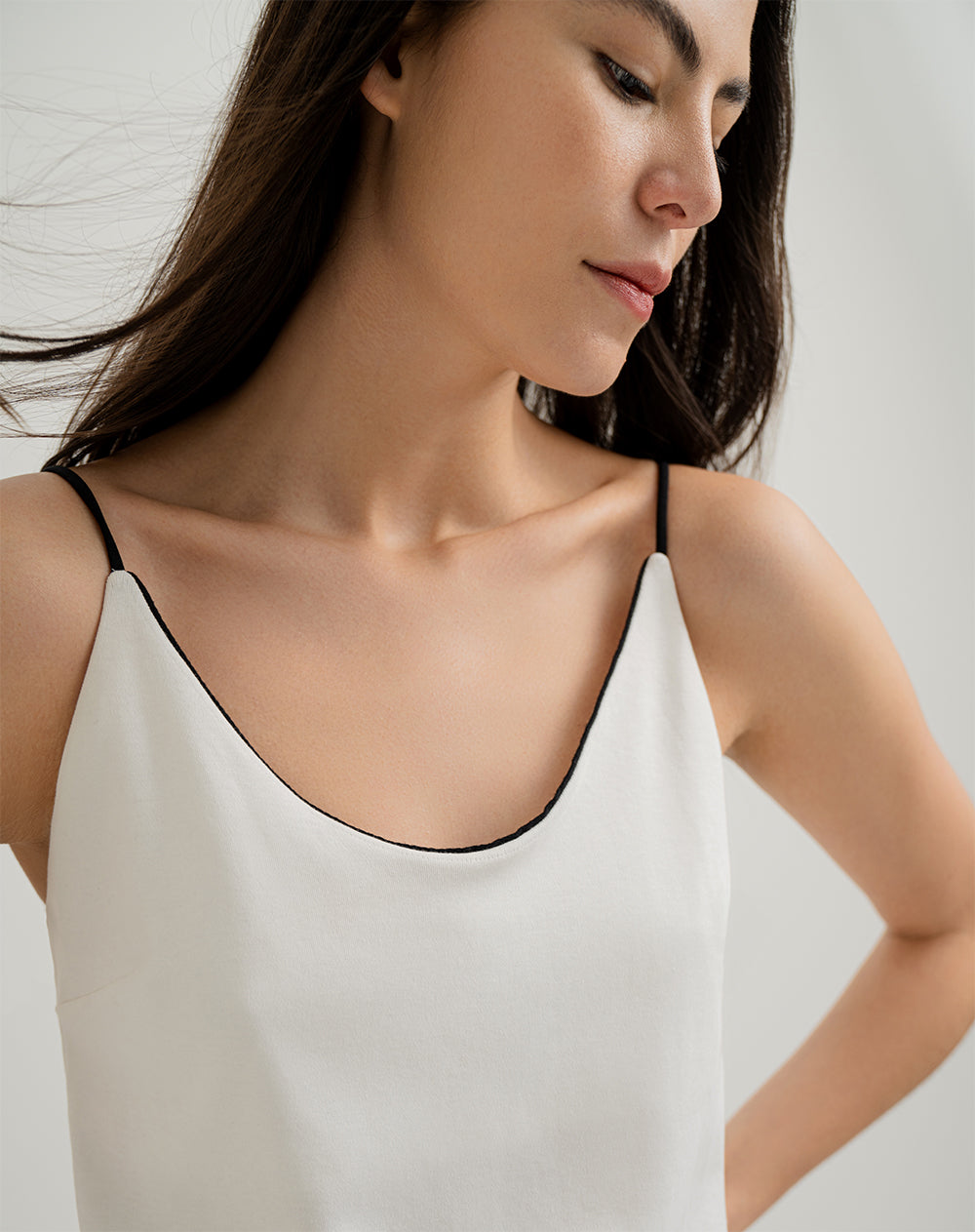 Camiseta relaxed fit tiras vainilla
