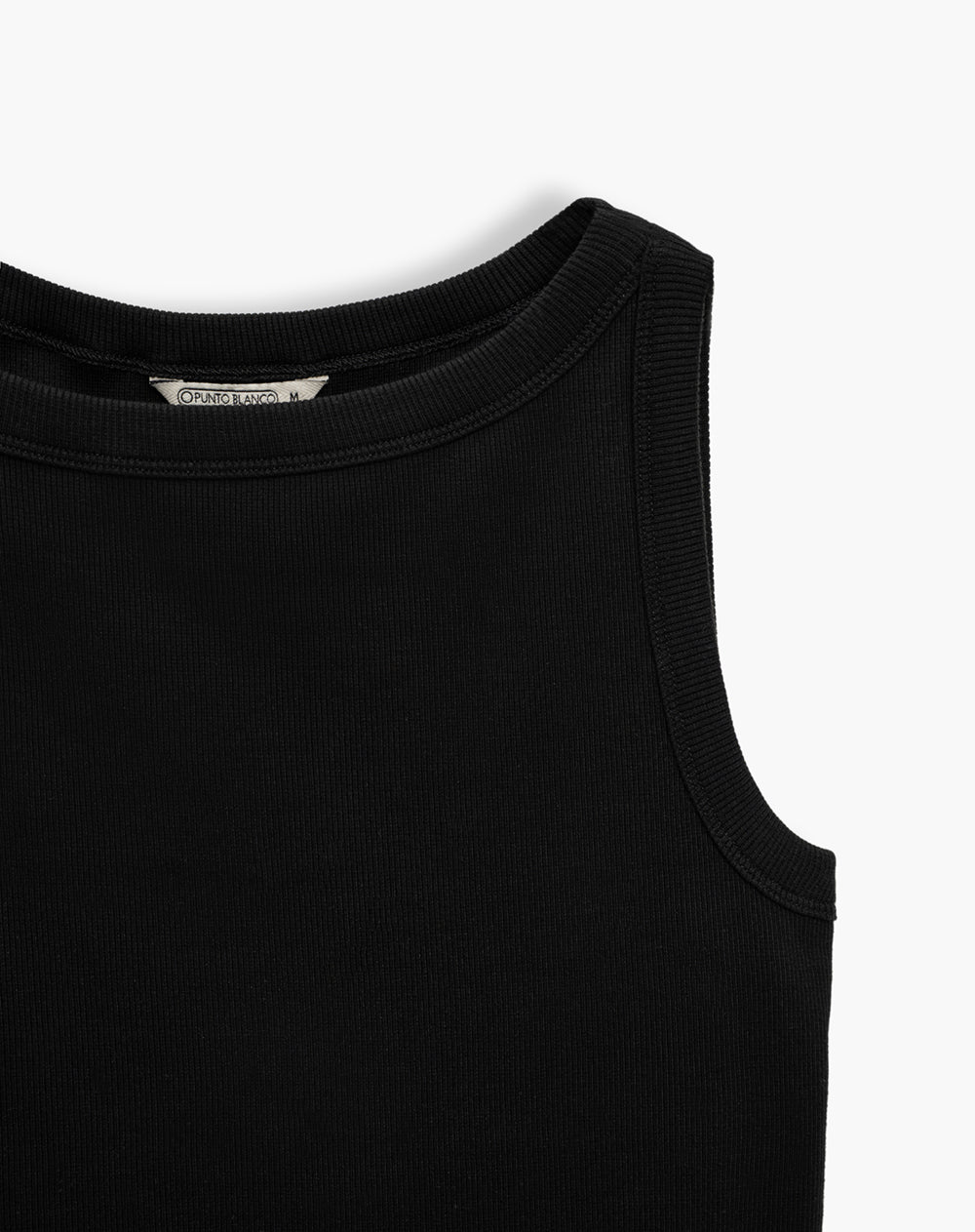 Camiseta cuello bandeja negra mujer