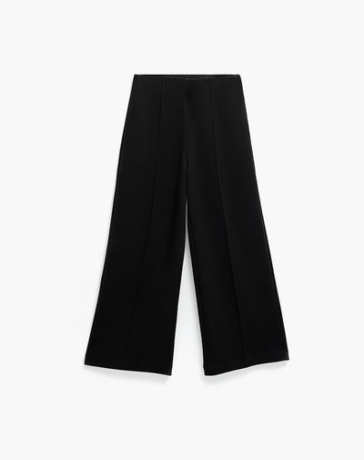 Pantalón wide leg tiro medio negro mujer