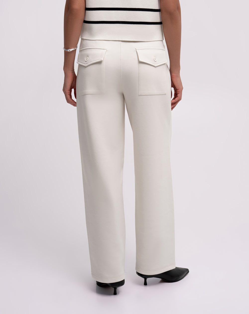 Pantalón wide leg tiro medio habano mujer