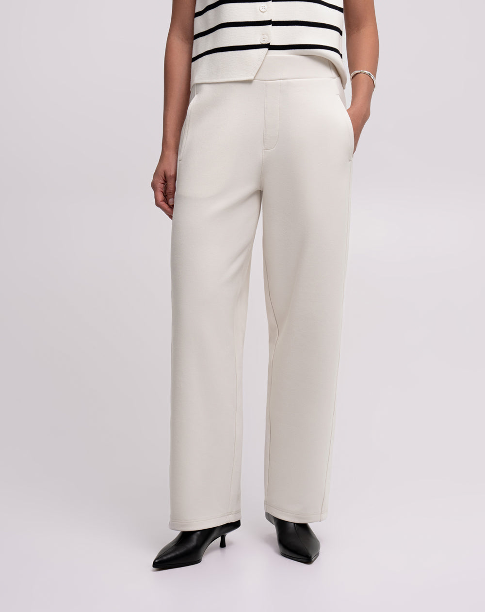Pantalón wide leg tiro medio habano mujer