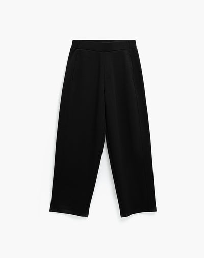 Pantalón wide leg tiro medio negro mujer