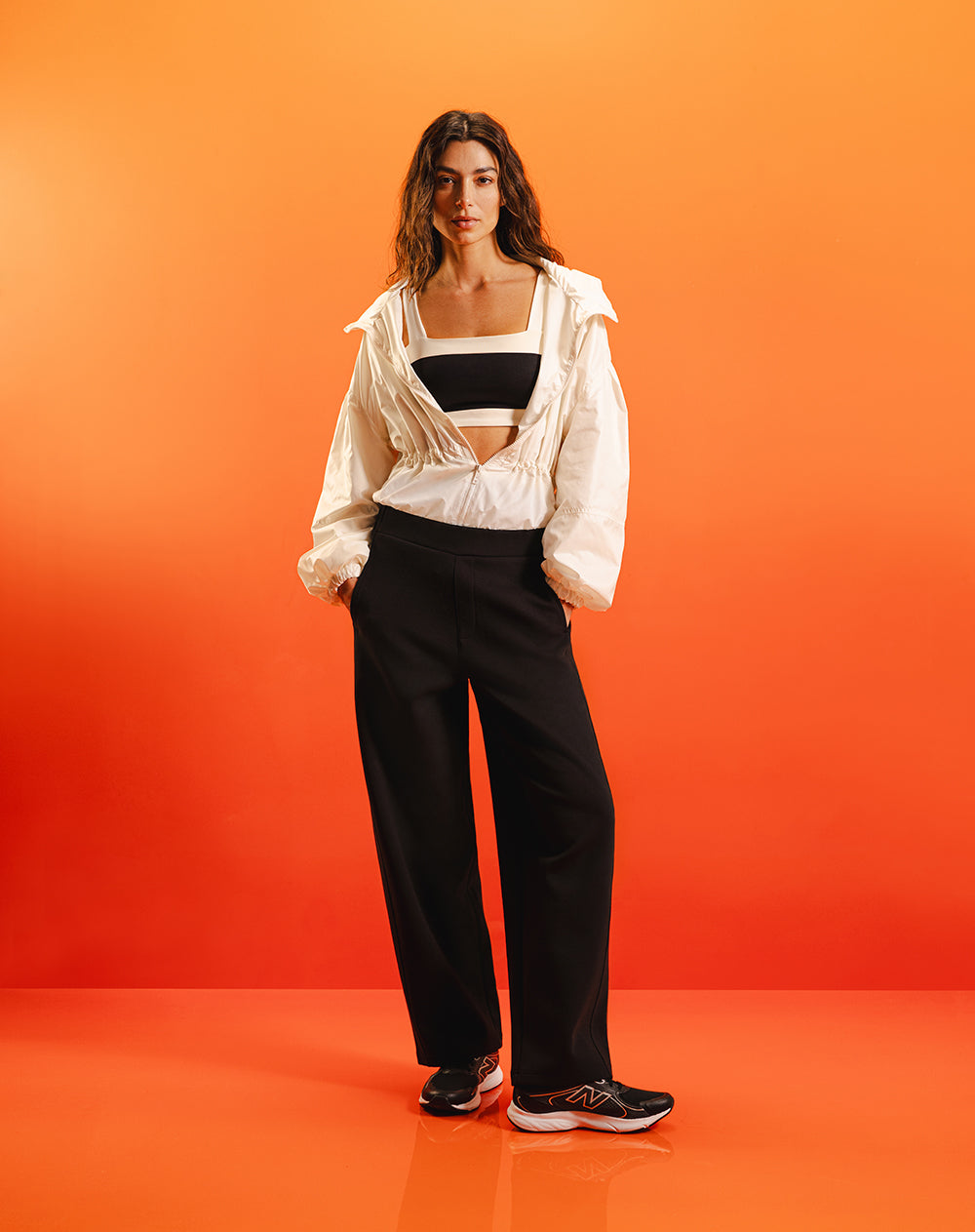 Pantalón confort wide leg tiro medio negro mujer