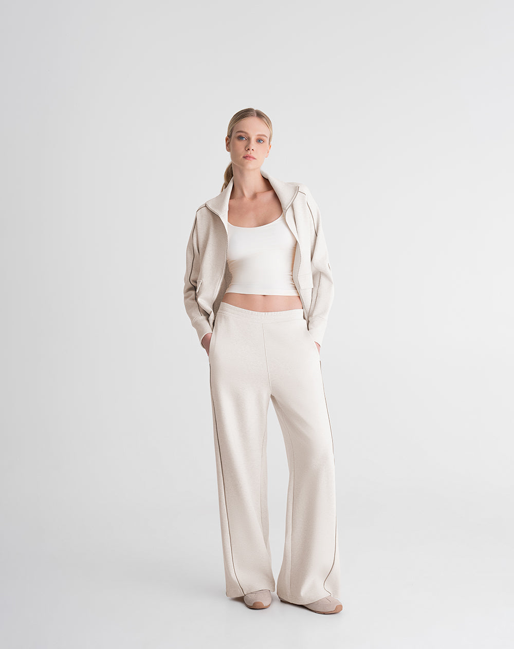 Pantalón relaxed fit tiro medio habano jaspe