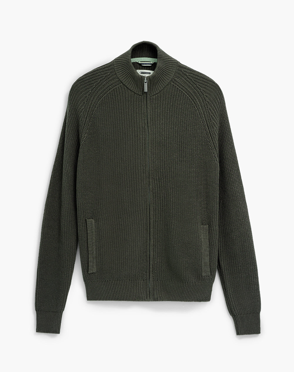 Suéter regular tejido de punto algodón verde hombre