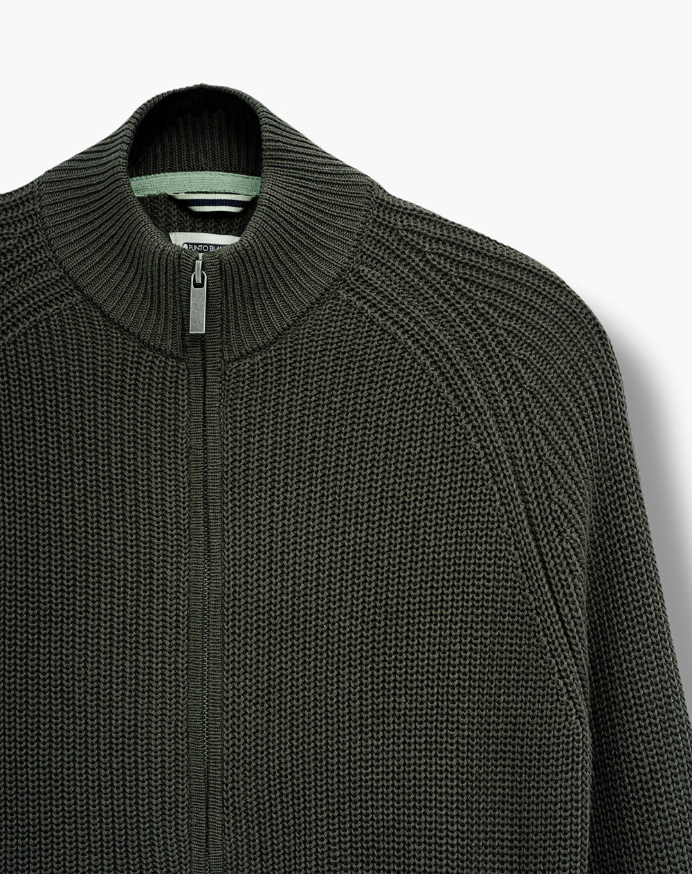 Suéter regular tejido de punto algodón verde hombre